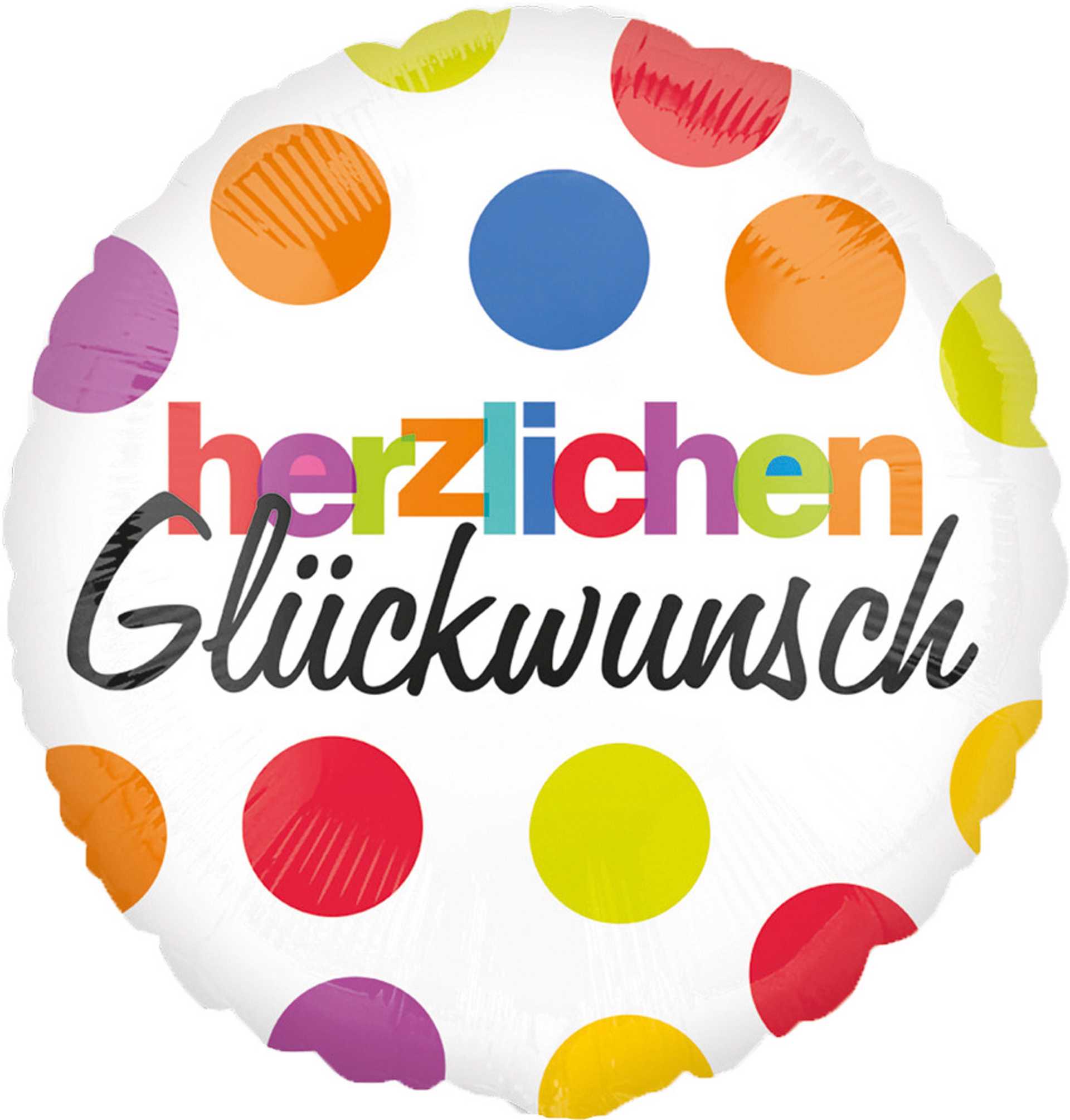 Ein farbenfroher Ballon mit einer Aufschrift in österreichischem Deutsch.